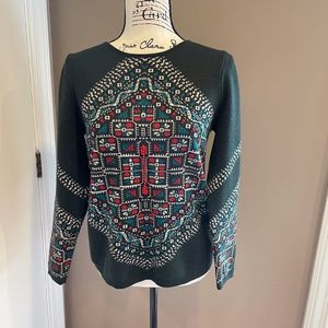 J Crew knotted wool geometric sweater